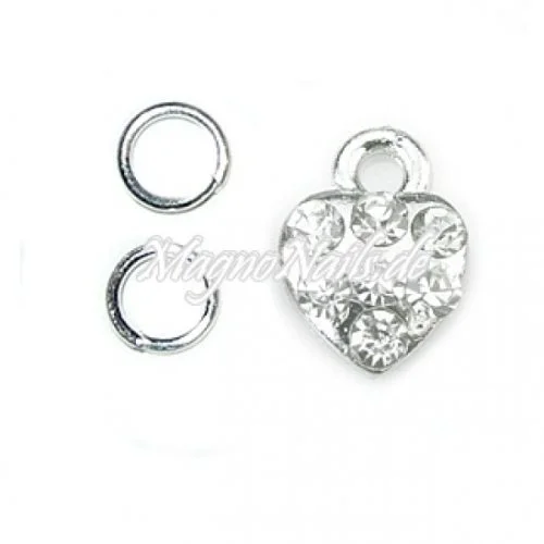 Nail Piercing Herz mit klaren Strasssteinen Nageldesign Nägel Schmuck Nails 