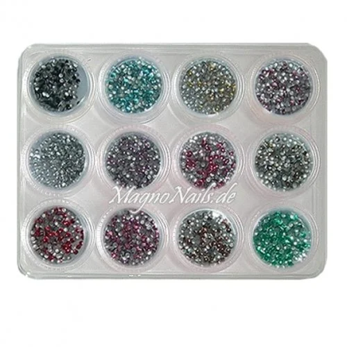 12 x Nail Art Metall Plättchen rund in einer Box Nail Art Nailart Nageldesign