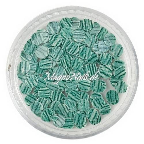 Runde Glitter Shapes - Einlegemotive - gestreift grün-weiß Nail Art Nails Nagel Nögel Nailart Einleger