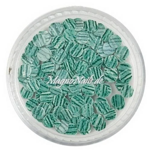 Runde Glitter Shapes - Einlegemotive - gestreift grün-weiß Nail Art Nails Nagel Nögel Nailart Einleger