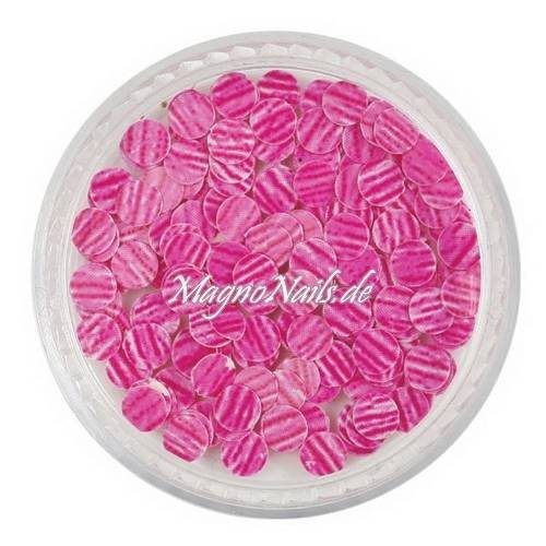 Runde Glitter Shapes - Einlegemotive - gestreift pink-weiß Nail Art Nails Nagel Nögel Nailart Einleger