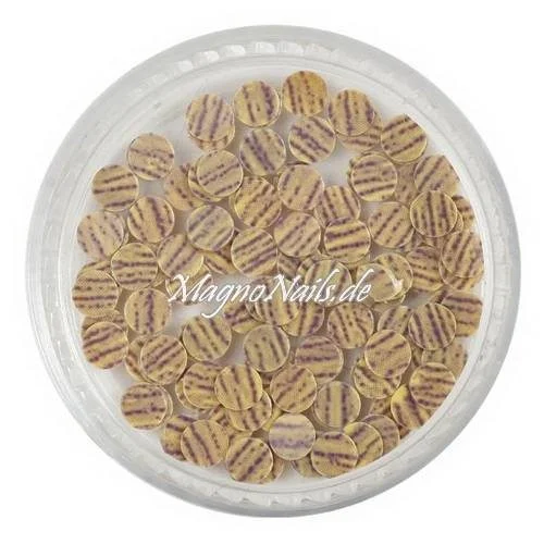 Runde Glitter Shapes - Einlegemotive - gestreift braun-gelb Nail Art Nails Nagel Nögel Nailart Einleger