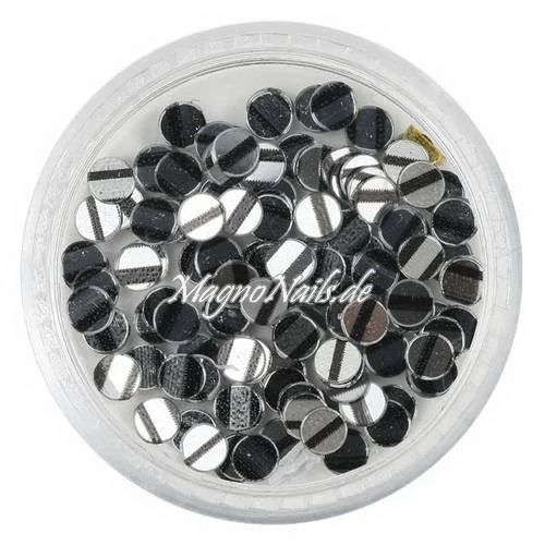 Runde Glitter Shapes - Einlegemotive - gestreift silber-schwarz Nail Art Nails Nagel Nögel Nailart Einleger