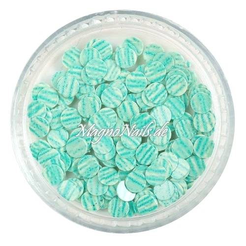 Runde Glitter Shapes - Einlegemotive - gestreift mint-weiß Nail Art Nails Nagel Nögel Nailart Einleger