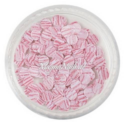 Runde Glitter Shapes - Einlegemotive - gestreift rosa-weiß Nail Art Nails Nagel Nögel Nailart Einleger