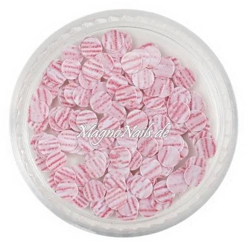 Runde Glitter Shapes - Einlegemotive - gestreift rosa-weiß Nail Art Nails Nagel Nögel Nailart Einleger