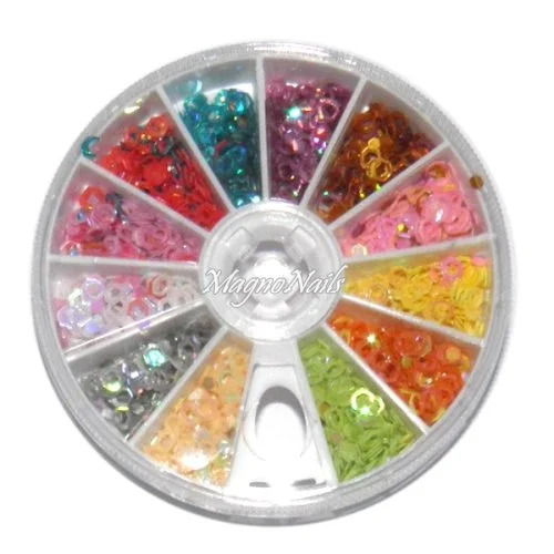 Einlegemotive - Glitter Shapes Hexagon gelocht in einer Rondell Nail Art Nails Nagel Nögel Nailart Einleger