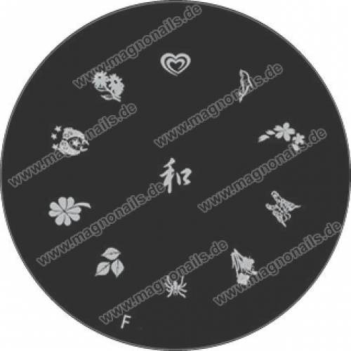 Nail Art Stamping Schablone F Chinesische Zeichen Schmetterlinge