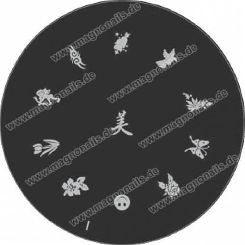 Nail Art Stamping Schablone I Chinesische Zeichen Blumen