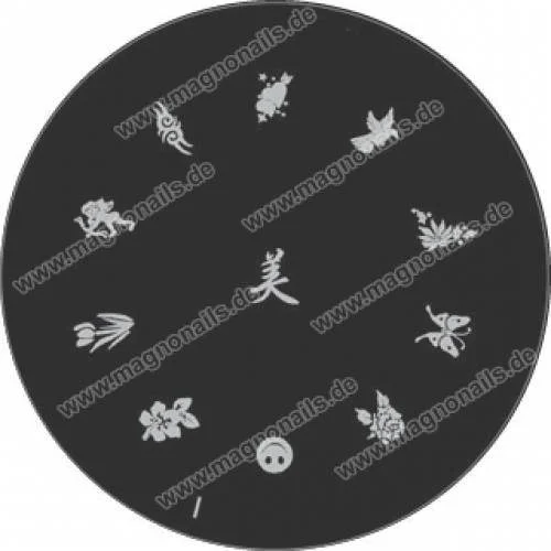 Nail Art Stamping Schablone I Chinesische Zeichen Blumen