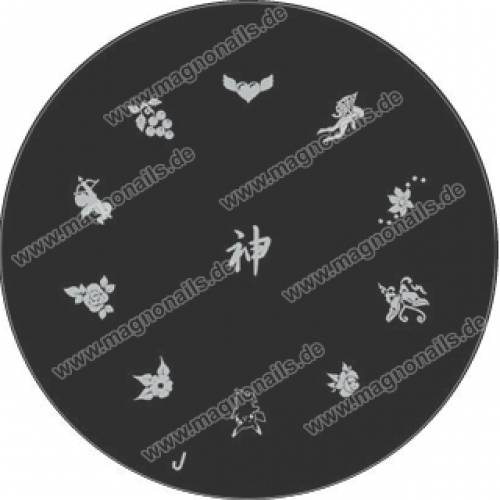 Nail Art Stamping Schablone J Chinesische Zeichen Blumen