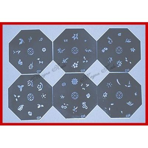 Nail Art Stamping Schablonen Set Serie C 6-Teilig