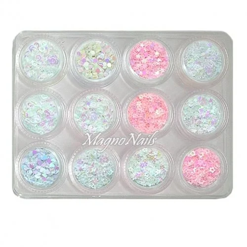 12 x Glitter Shapes in einer Box Nail Art Nailart Nageldesign