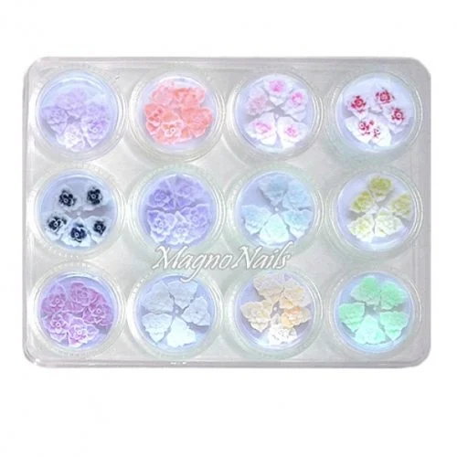 12 x 3D Soft Blumen Set in einer Box Nail Art Nailart Nageldesign