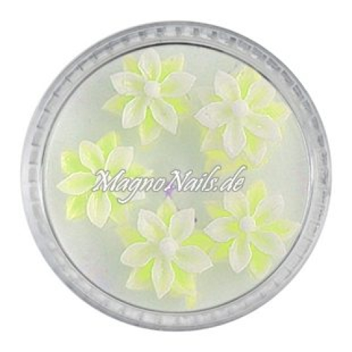 3D Einlegemotive - Gummi Soft Blumen neongelb