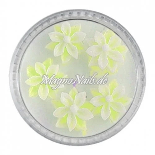 3D Einlegemotive - Gummi Soft Blumen neongelb