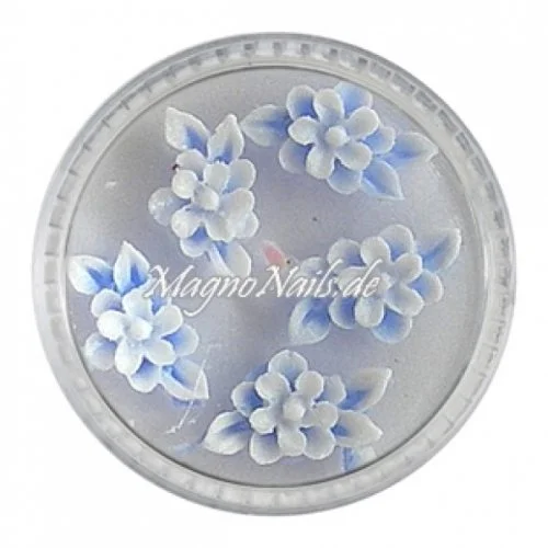3D Einlegemotive - Gummi Soft Blumen hellblau