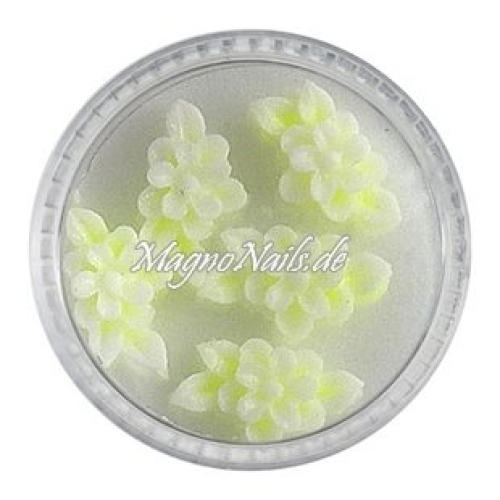 3D Einlegemotive - Gummi Soft Blumen neongelb