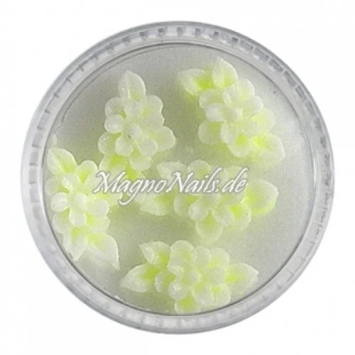 3D Einlegemotive - Gummi Soft Blumen neongelb