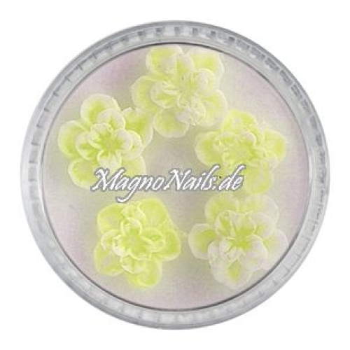 3D Einlegemotive - Gummi Soft Blumen neongelb