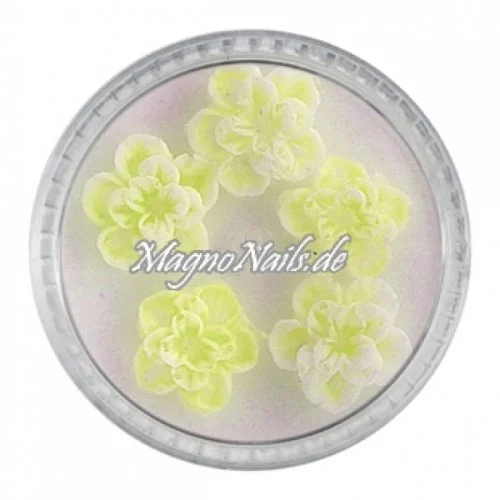 3D Einlegemotive - Gummi Soft Blumen neongelb