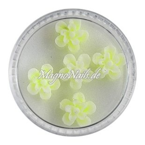 3D Einlegemotive - Gummi Soft Blumen neongelb