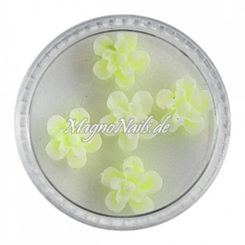 3D Einlegemotive - Gummi Soft Blumen neongelb