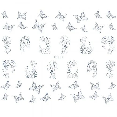 3D Full Cover Metallic Sticker - silber Selbstklebende Nagelaufkleber Nagelsticker