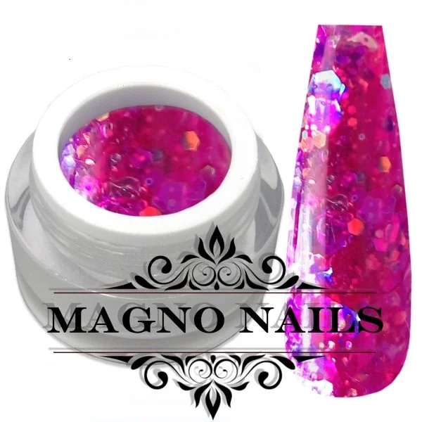 Pinkes Glitter Gel mit groben Pailetten irisierend
