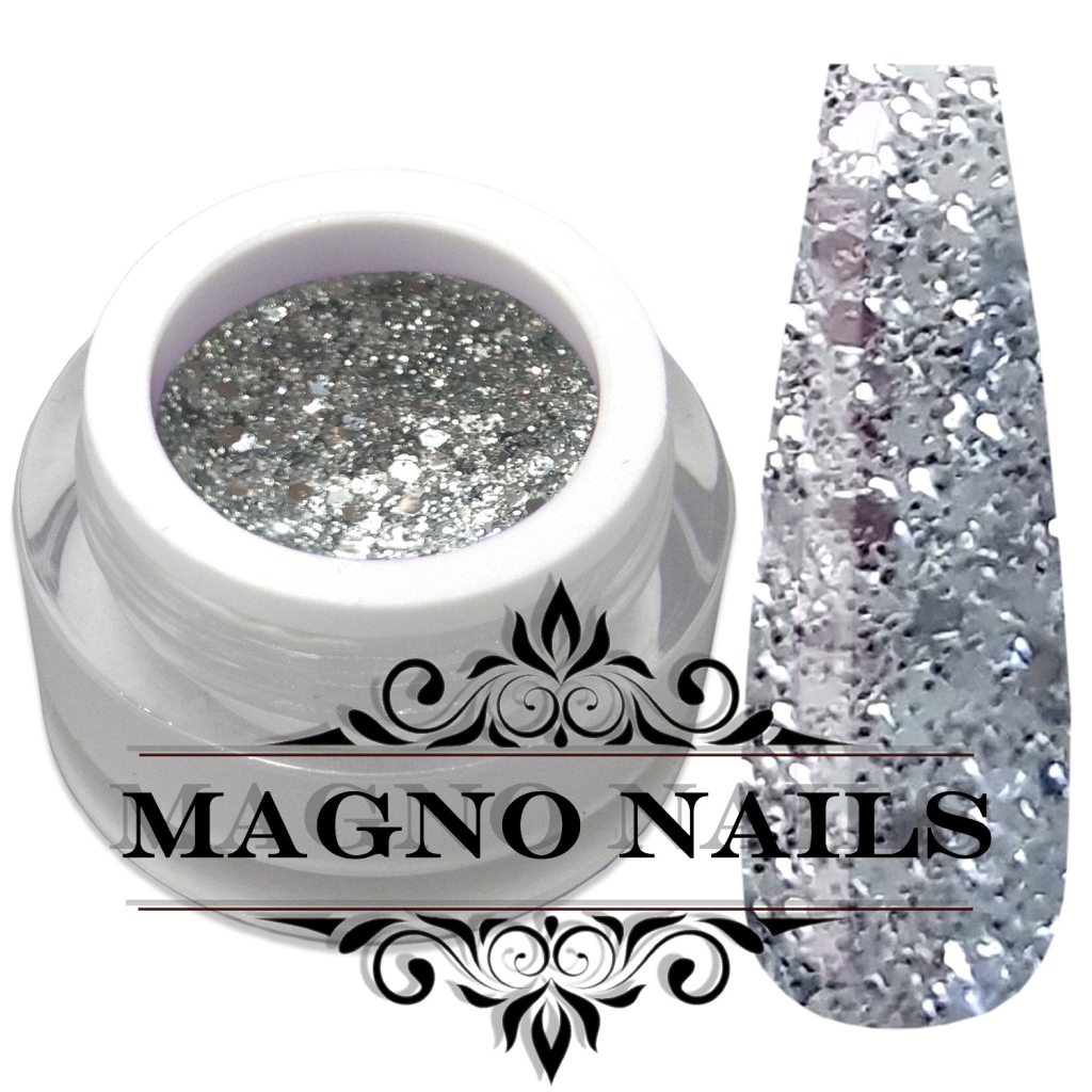 UV Gel - 1319 - Glitter Gel - Titanium Silver silber Paileten  Glitzer Gel Glitzergel Nageldesign Nägel Nails Nagelstudio