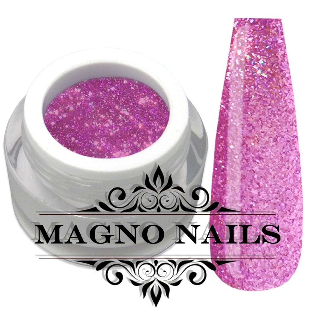 UV Gel - Pink Chrom Glitzer - Chrome Glitter Glam Gel - Vivid Pink