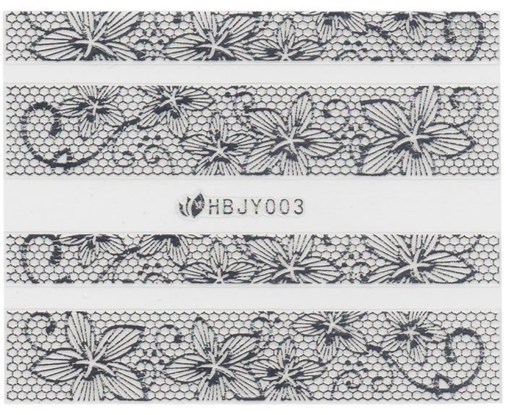 3D Lace Metallic Sticker - silber Ornamente Seblstklebende Aufkleber Nagelsticker Nagelaufkleber