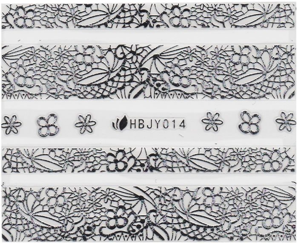 3D Lace Metallic Sticker - silber Ornamente Seblstklebende Aufkleber Nagelsticker Nagelaufkleber