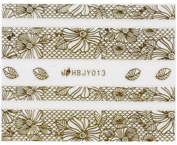 3D Lace Metallic Sticker - gold Ornamente Seblstklebende Aufkleber Nagelsticker Nagelaufkleber