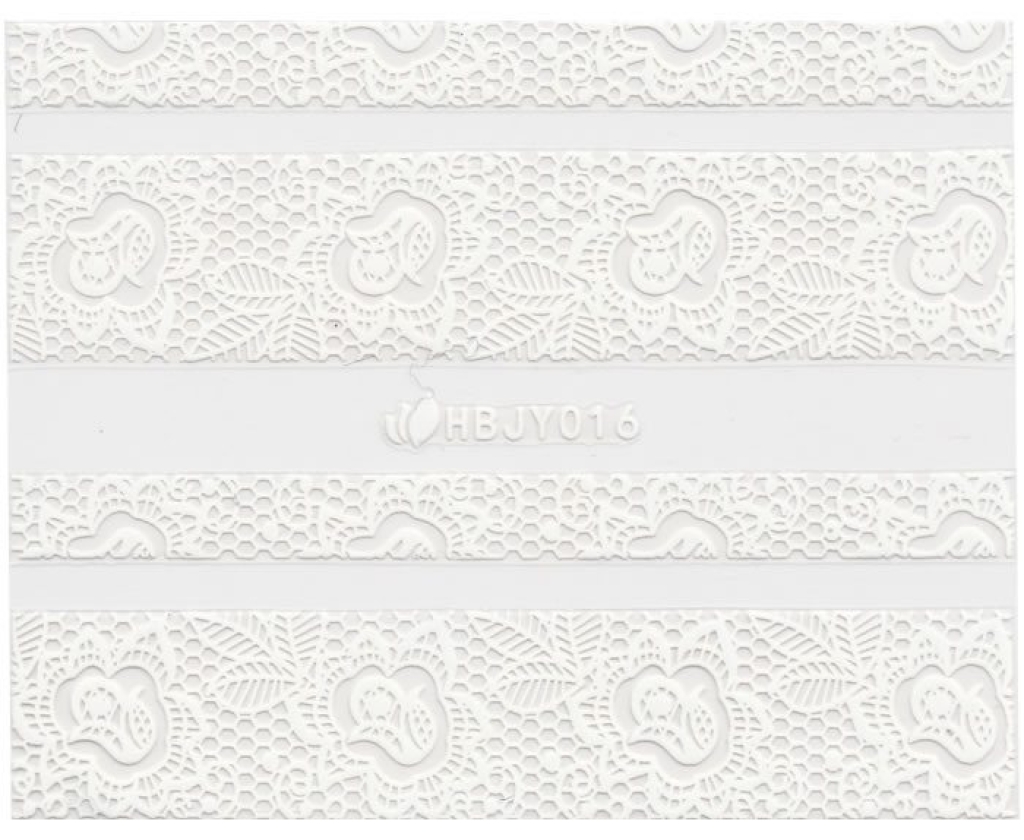3D Lace Metallic Sticker - weiß Ornamente Seblstklebende Aufkleber Nagelsticker Nagelaufkleber