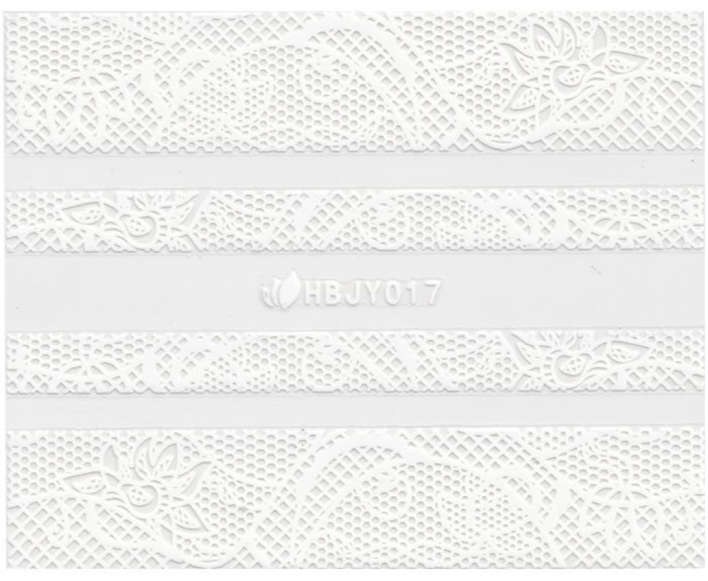3D Lace Metallic Sticker - weiß Ornamente Seblstklebende Aufkleber Nagelsticker Nagelaufkleber