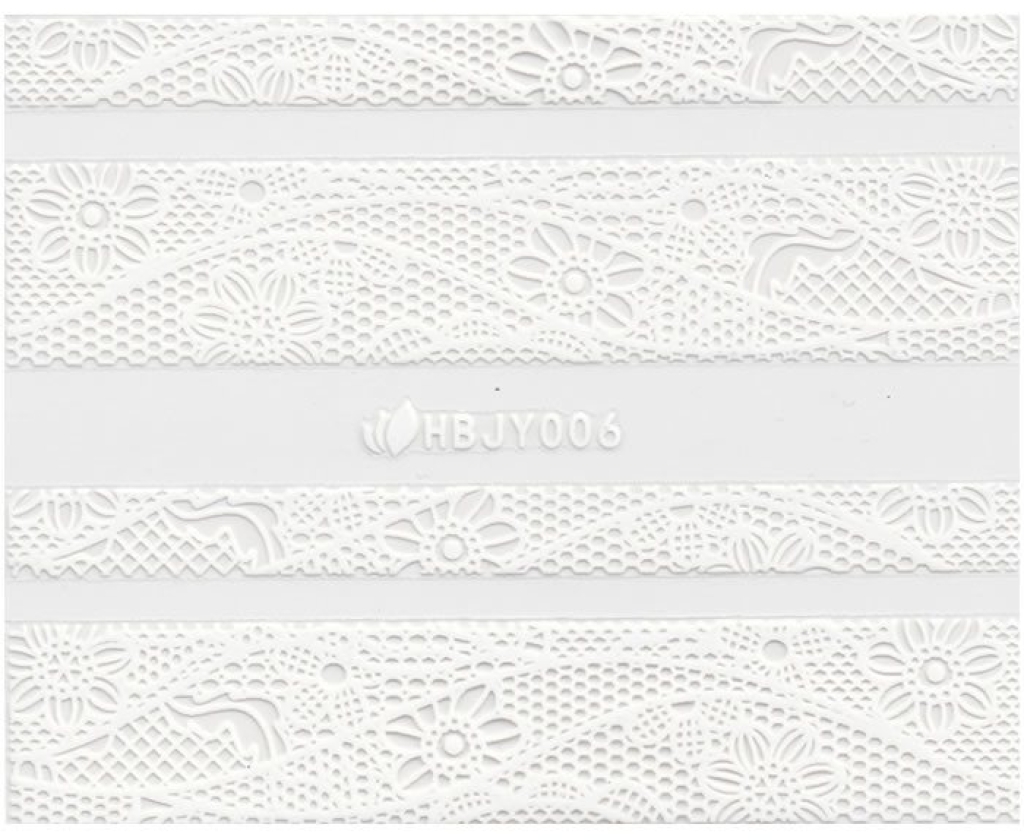 3D Lace Metallic Sticker - weiß Ornamente Seblstklebende Aufkleber Nagelsticker Nagelaufkleber