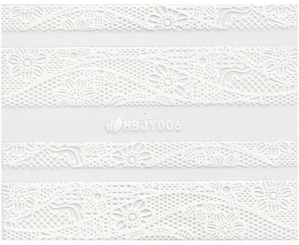 3D Lace Metallic Sticker - weiß Ornamente Seblstklebende Aufkleber Nagelsticker Nagelaufkleber