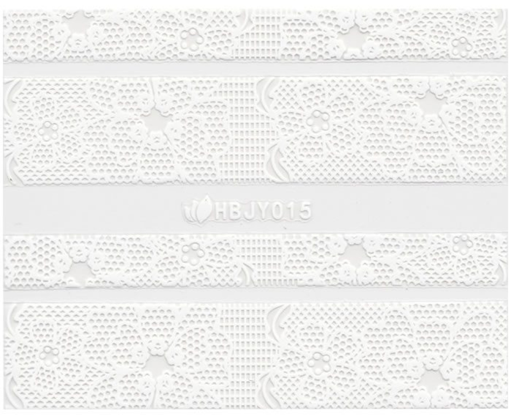 3D Lace Metallic Sticker - weiß Ornamente Seblstklebende Aufkleber Nagelsticker Nagelaufkleber