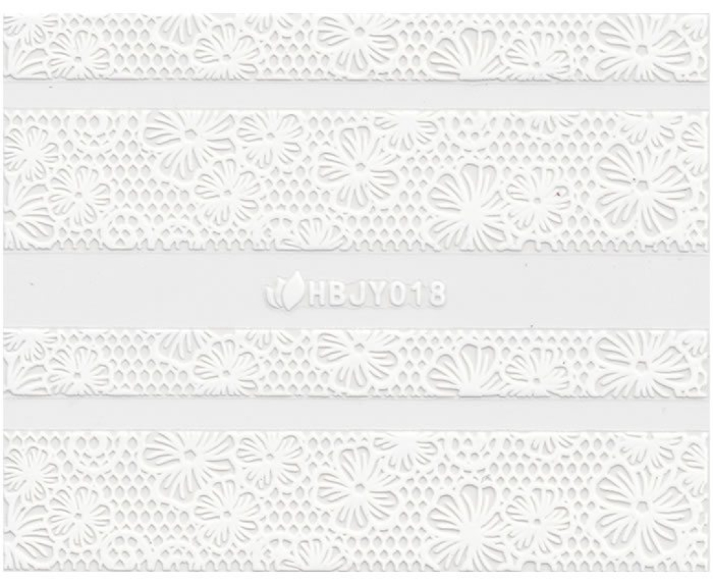 3D Lace Metallic Sticker - weiß Ornamente Seblstklebende Aufkleber Nagelsticker Nagelaufkleber