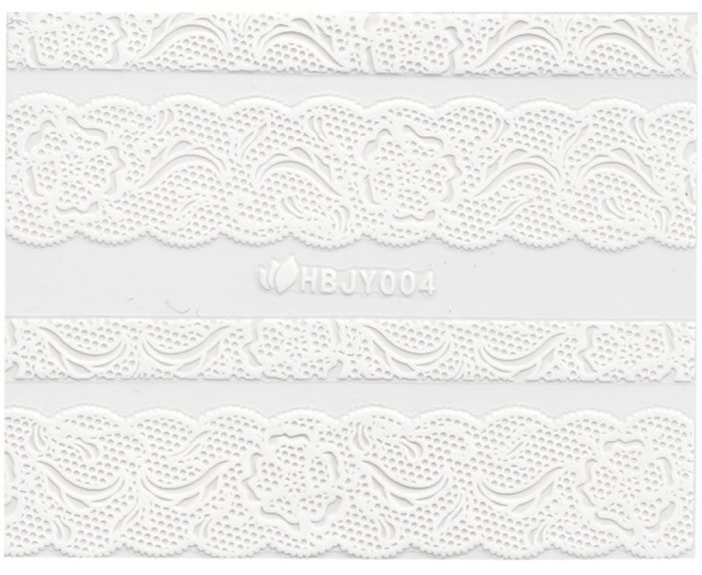 3D Lace Metallic Sticker - weiß Ornamente Seblstklebende Aufkleber Nagelsticker Nagelaufkleber