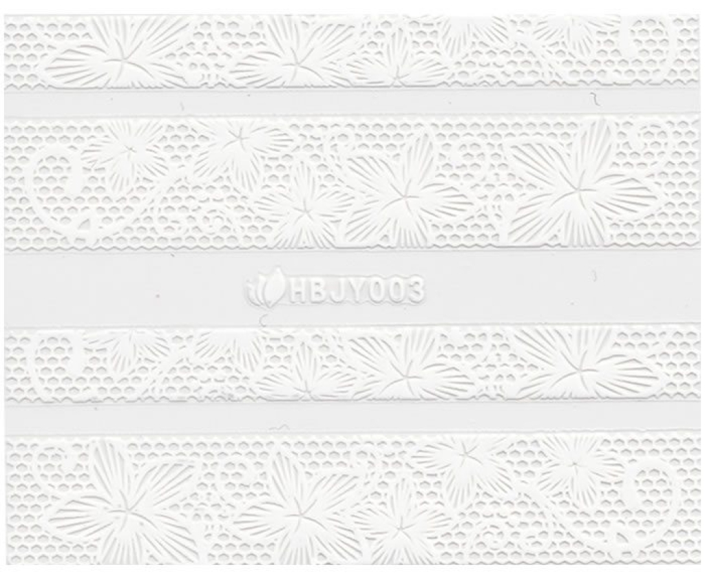 3D Lace Metallic Sticker - weiß Ornamente Seblstklebende Aufkleber Nagelsticker Nagelaufkleber