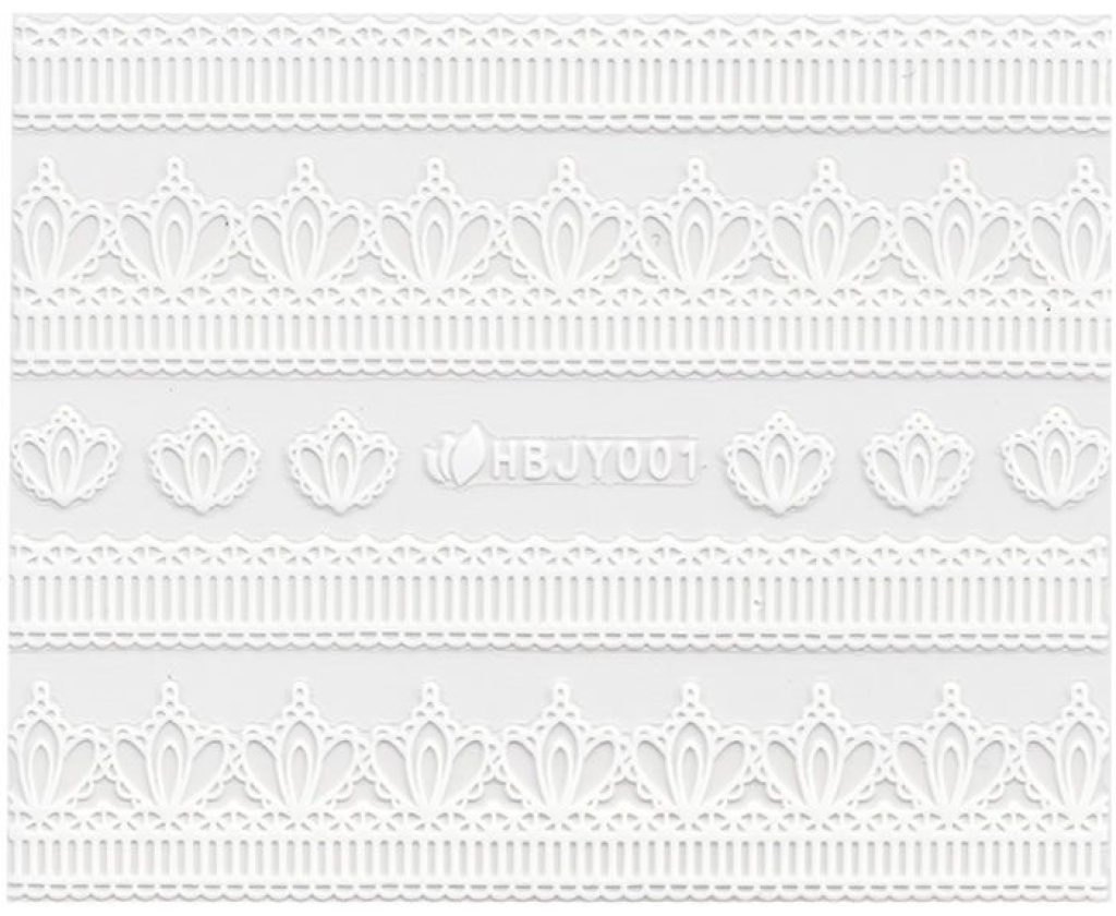3D Lace Metallic Sticker - weiß Ornamente Seblstklebende Aufkleber Nagelsticker Nagelaufkleber