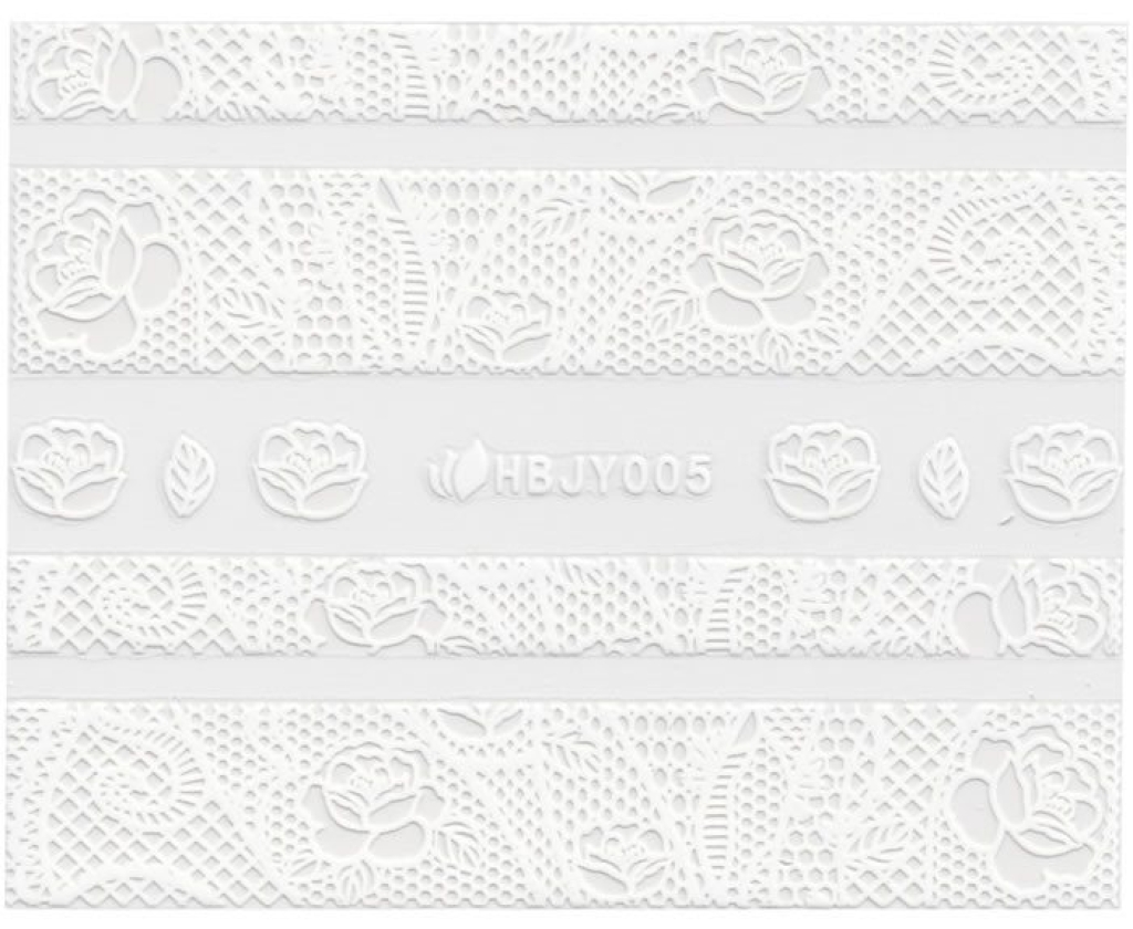 3D Lace Metallic Sticker - weiß Ornamente Seblstklebende Aufkleber Nagelsticker Nagelaufkleber