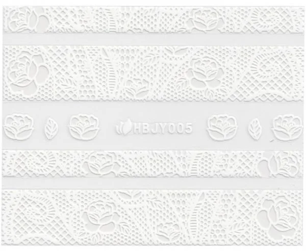 3D Lace Metallic Sticker - weiß Ornamente Seblstklebende Aufkleber Nagelsticker Nagelaufkleber