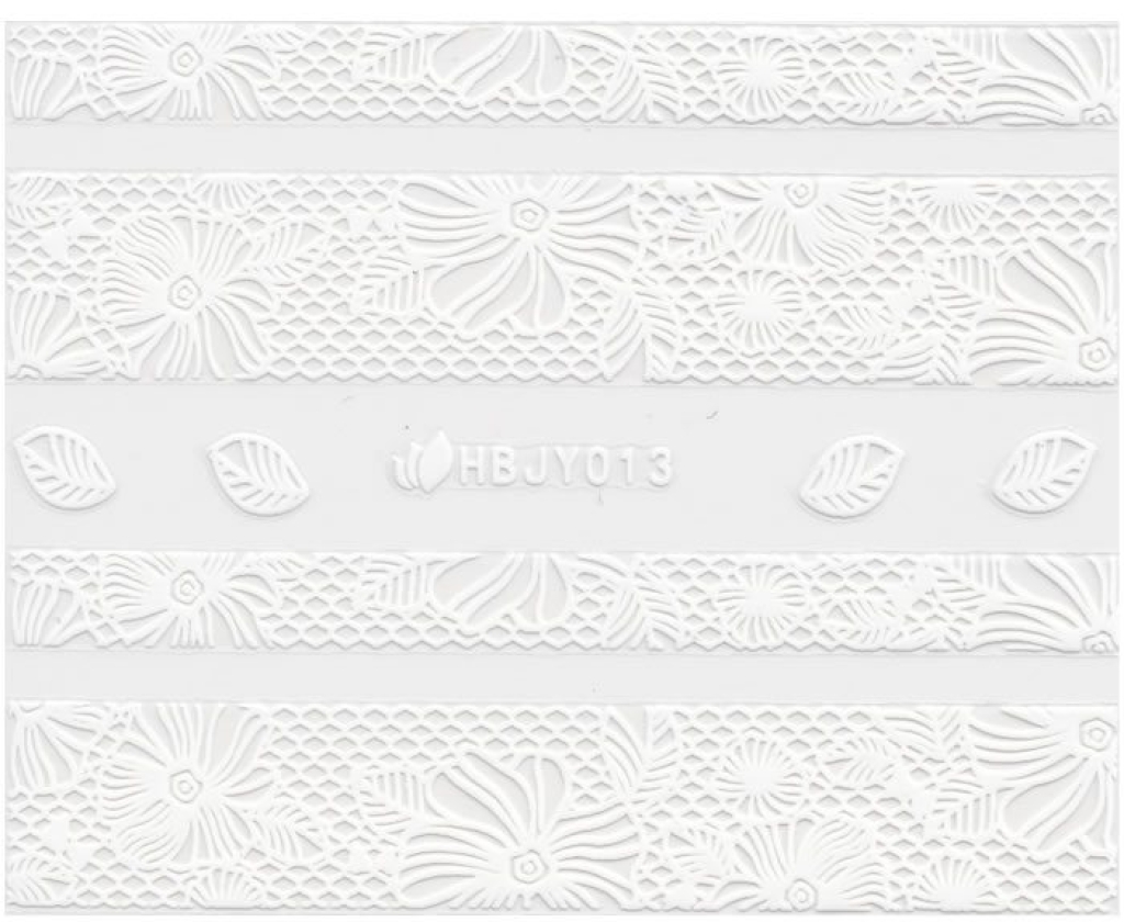 3D Lace Metallic Sticker - weiß Ornamente Seblstklebende Aufkleber Nagelsticker Nagelaufkleber