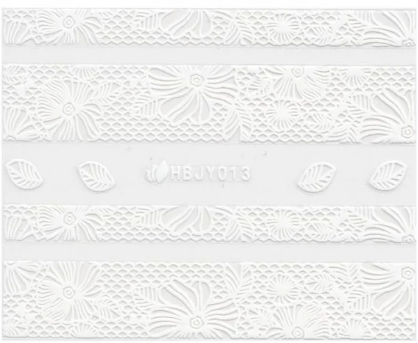 3D Lace Metallic Sticker - weiß Ornamente Seblstklebende Aufkleber Nagelsticker Nagelaufkleber
