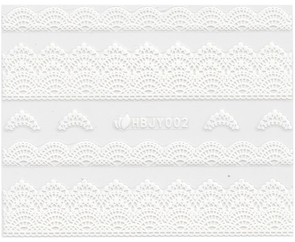 3D Lace Metallic Sticker - weiß Ornamente Seblstklebende Aufkleber Nagelsticker Nagelaufkleber
