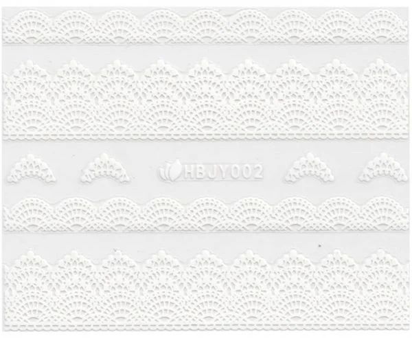 3D Lace Metallic Sticker - weiß Ornamente Seblstklebende Aufkleber Nagelsticker Nagelaufkleber