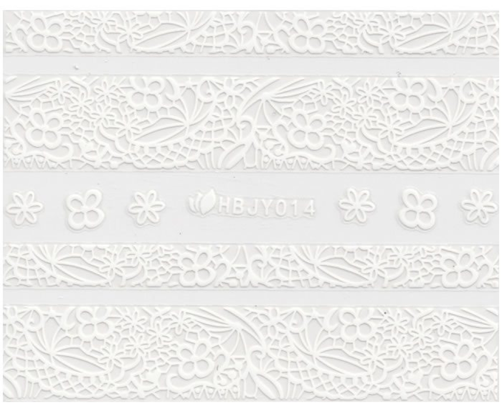 3D Lace Metallic Sticker - weiß Ornamente Seblstklebende Aufkleber Nagelsticker Nagelaufkleber